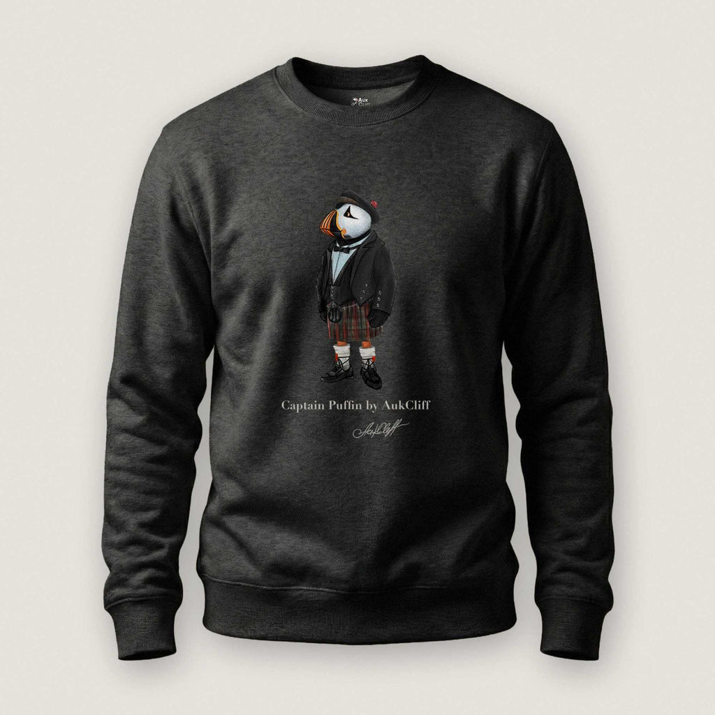 AukCliff® Captain Puffin Sweatshirt Charcoal Heather / S Captain Puffin™ Scottish Heritage Sweatshirt