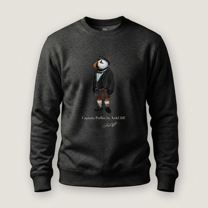 AukCliff® Captain Puffin Sweatshirt Charcoal Heather / S Captain Puffin™ Scottish Heritage Sweatshirt