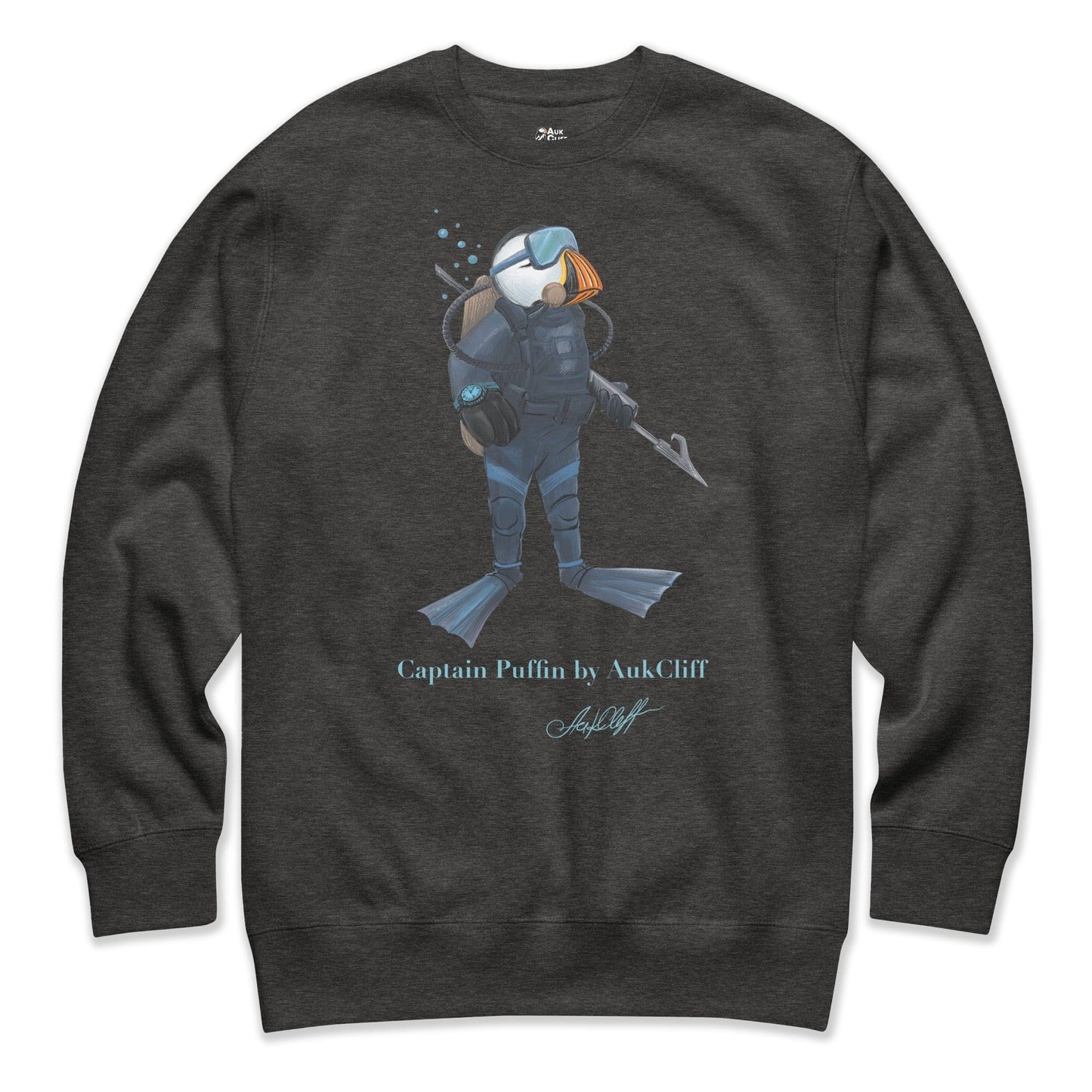 AukCliff Captain Puffin Sweatshirt Charcoal Heather / S Captain Puffin™ Scuba Diver Sweatshirt