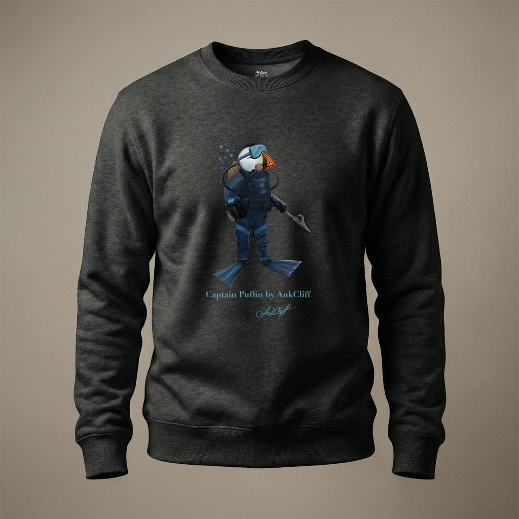 AukCliff Captain Puffin Sweatshirt Charcoal Heather / S Captain Puffin™ Scuba Diver Sweatshirt