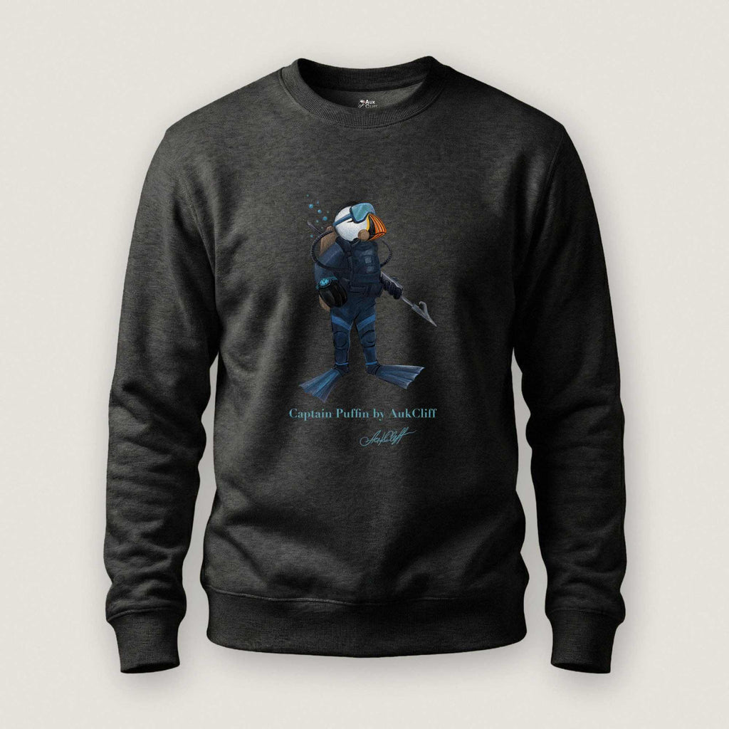 AukCliff Captain Puffin Sweatshirt Charcoal Heather / S Captain Puffin™ Scuba Diver Sweatshirt