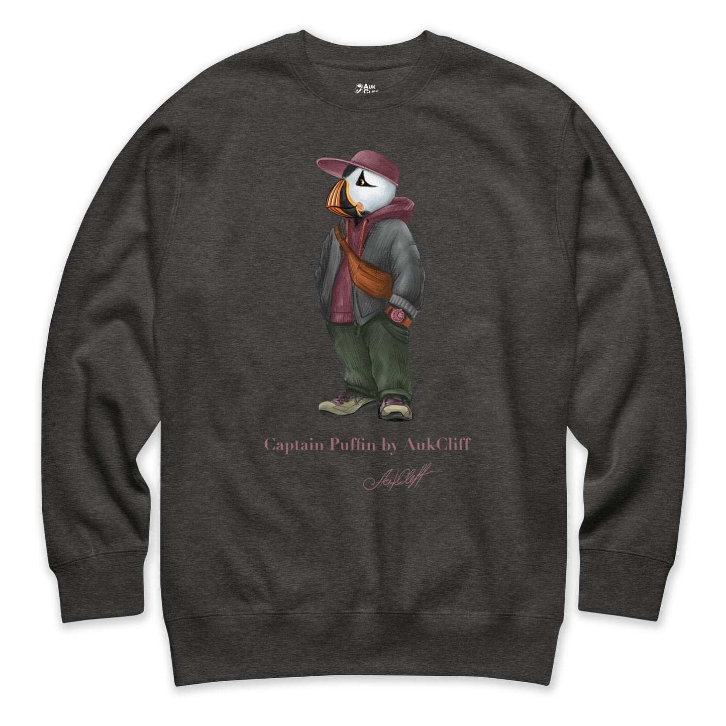 AukCliff Captain Puffin Sweatshirt Charcoal Heather / S Captain Puffin™ “Streetwear Scout” Sweatshirt
