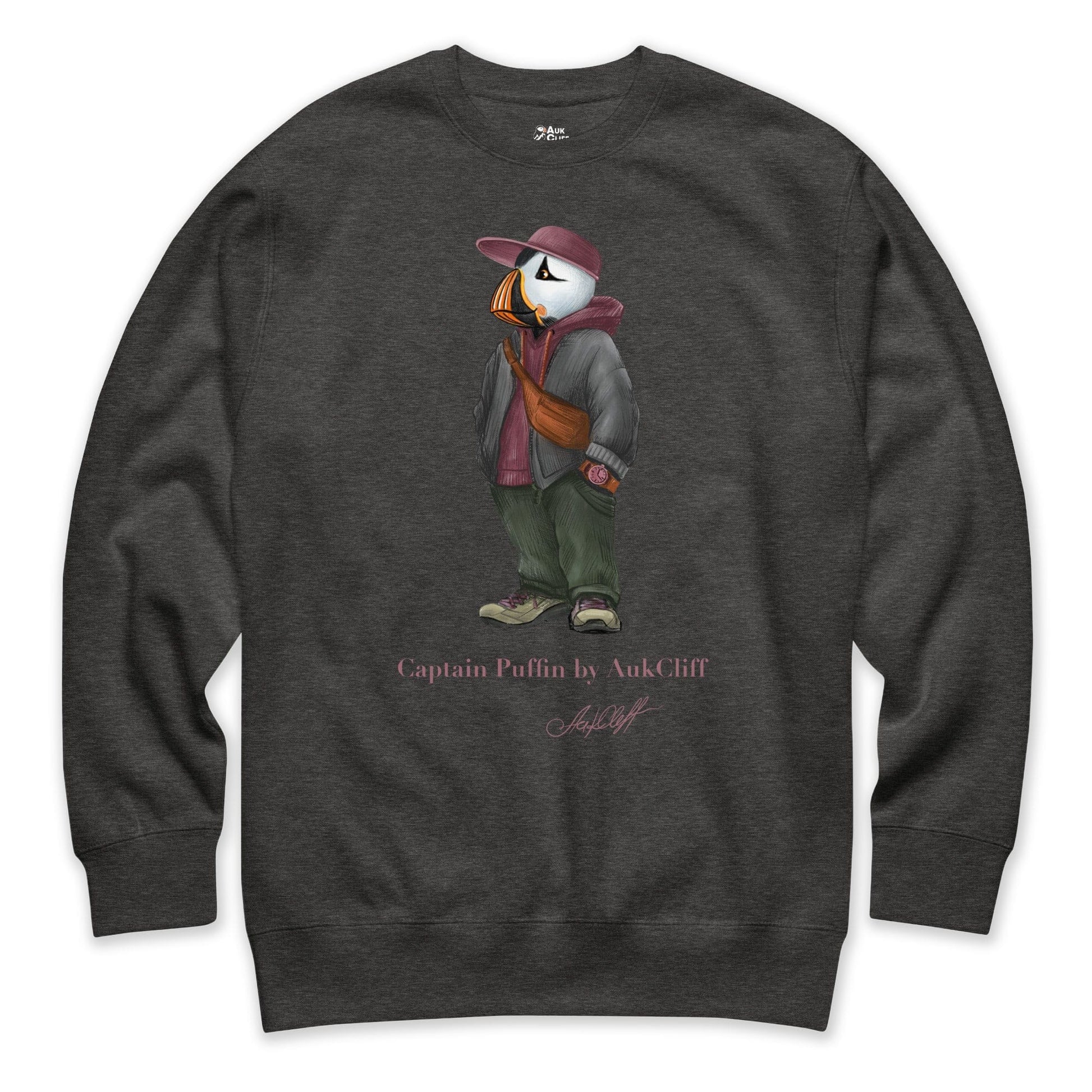 AukCliff Captain Puffin Sweatshirt Charcoal Heather / S Captain Puffin™ “Streetwear Scout” Sweatshirt