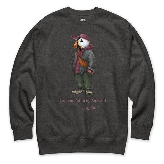 AukCliff Captain Puffin Sweatshirt Charcoal Heather / S Captain Puffin™ “Streetwear Scout” Sweatshirt