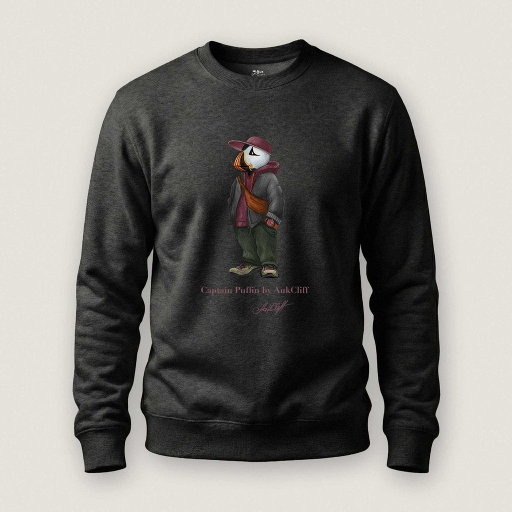 AukCliff Captain Puffin Sweatshirt Charcoal Heather / S Captain Puffin™ “Streetwear Scout” Sweatshirt