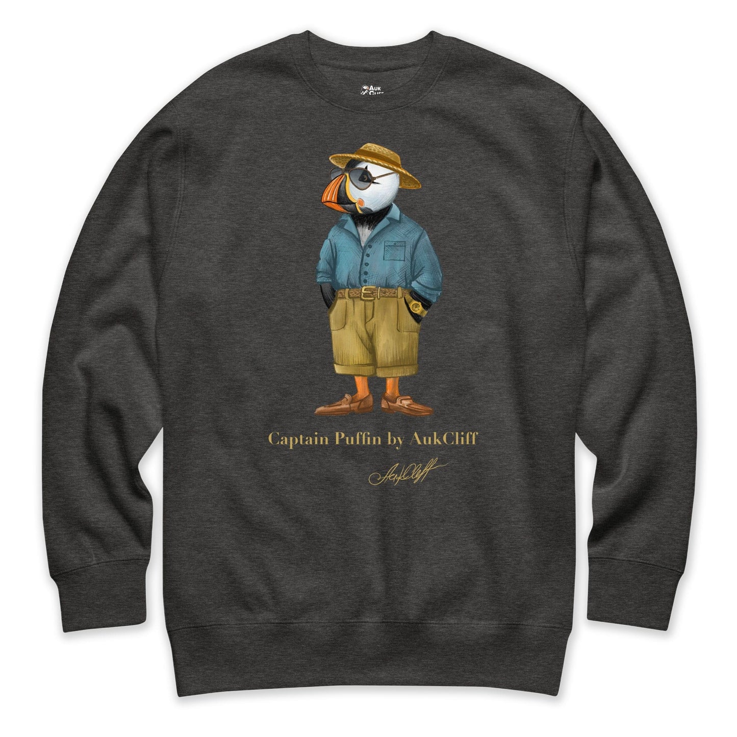 AukCliff Captain Puffin Sweatshirt Charcoal Heather / S Captain Puffin “Summer Scout” Sweatshirt