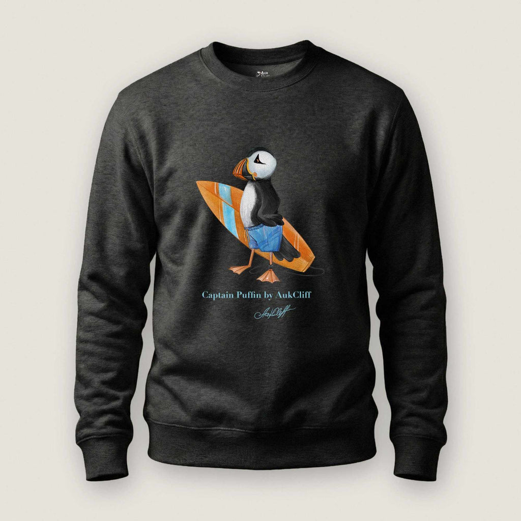 AukCliff Captain Puffin Sweatshirt Charcoal Heather / S Captain Puffin™ Surfer Sweatshirt