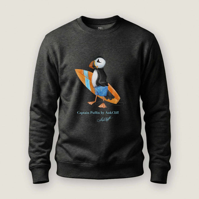 AukCliff Captain Puffin Sweatshirt Charcoal Heather / S Captain Puffin™ Surfer Sweatshirt