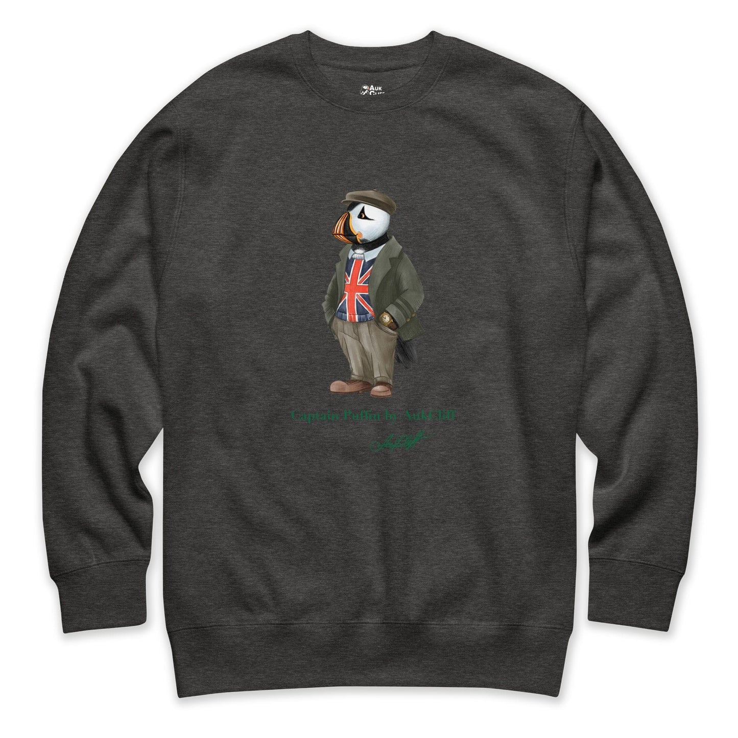 AukCliff Captain Puffin Sweatshirt Charcoal Heather / S Captain Puffin™ “The British Explorer” Sweatshirt