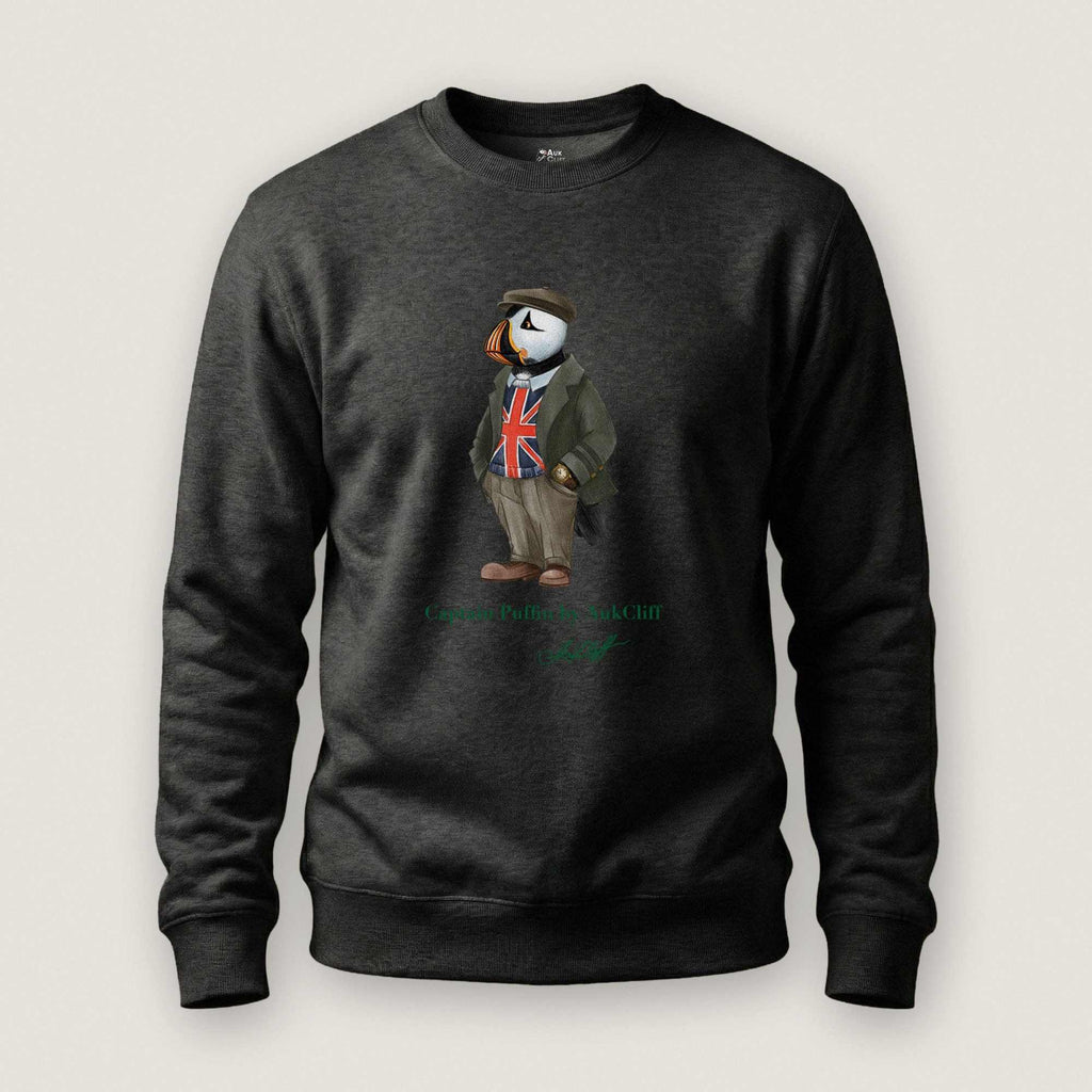 AukCliff Captain Puffin Sweatshirt Charcoal Heather / S Captain Puffin™ “The British Explorer” Sweatshirt
