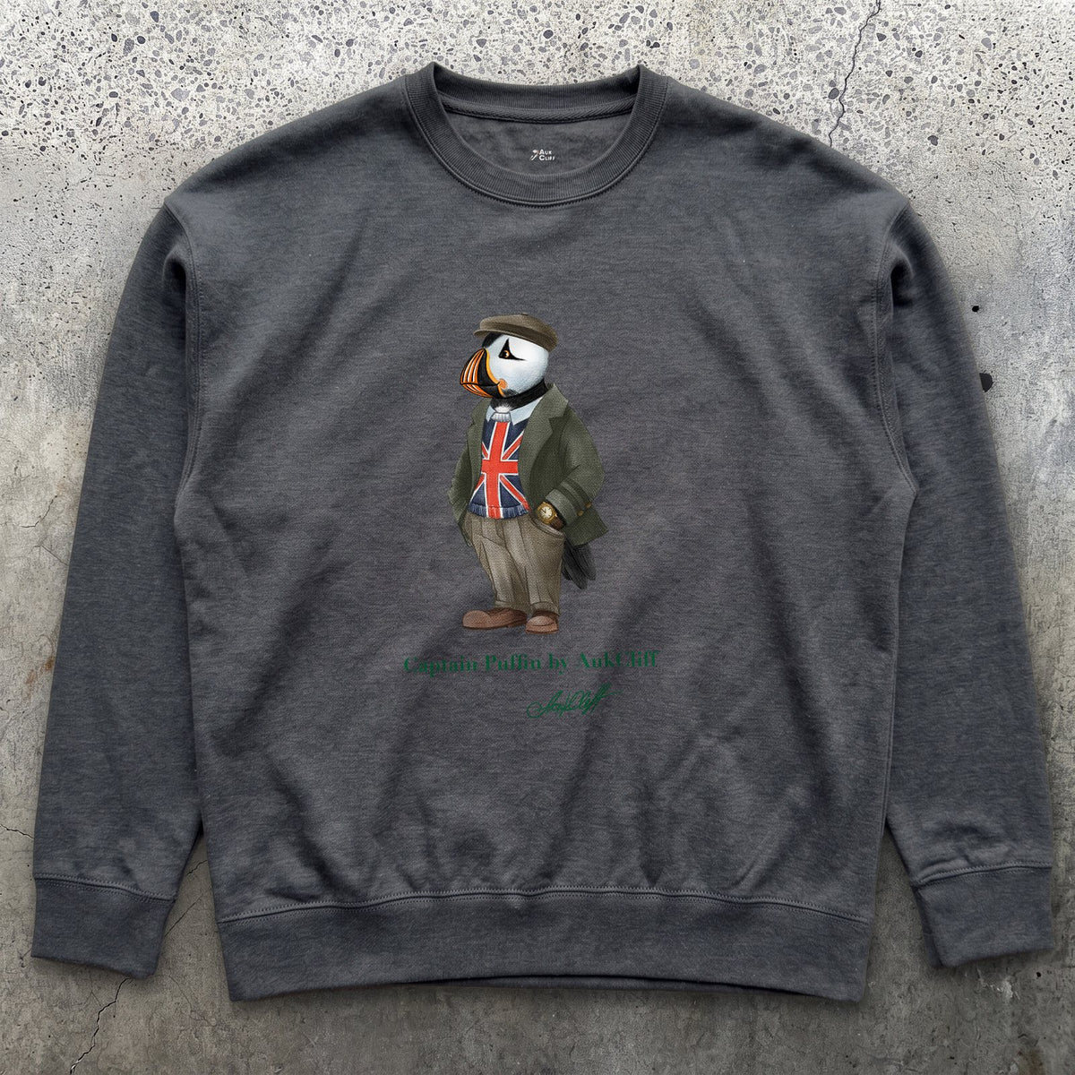 AukCliff Captain Puffin Sweatshirt Charcoal Heather / S Captain Puffin™ “The British Explorer” Sweatshirt