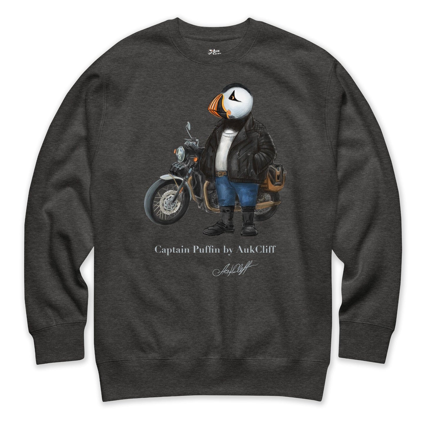 AukCliff Captain Puffin Sweatshirt Charcoal Heather / S Captain Puffin™ “The Café Racer” Sweatshirt