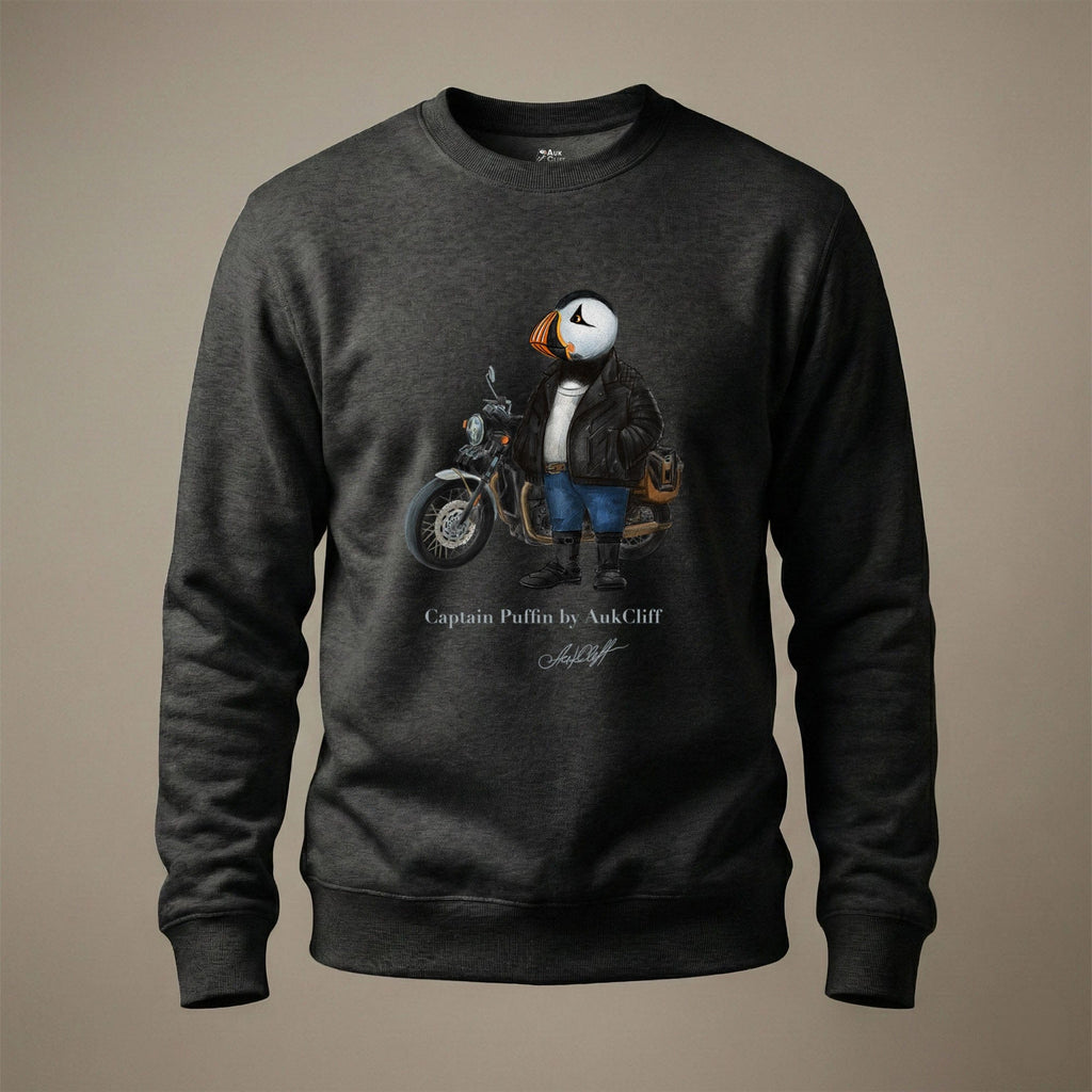 AukCliff Captain Puffin Sweatshirt Charcoal Heather / S Captain Puffin™ “The Café Racer” Sweatshirt