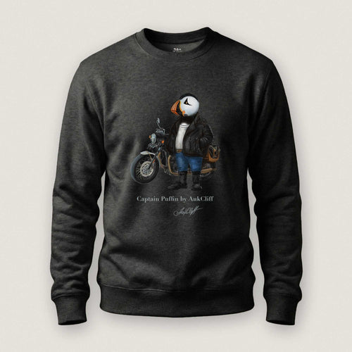 AukCliff Captain Puffin Sweatshirt Charcoal Heather / S Captain Puffin™ “The Café Racer” Sweatshirt
