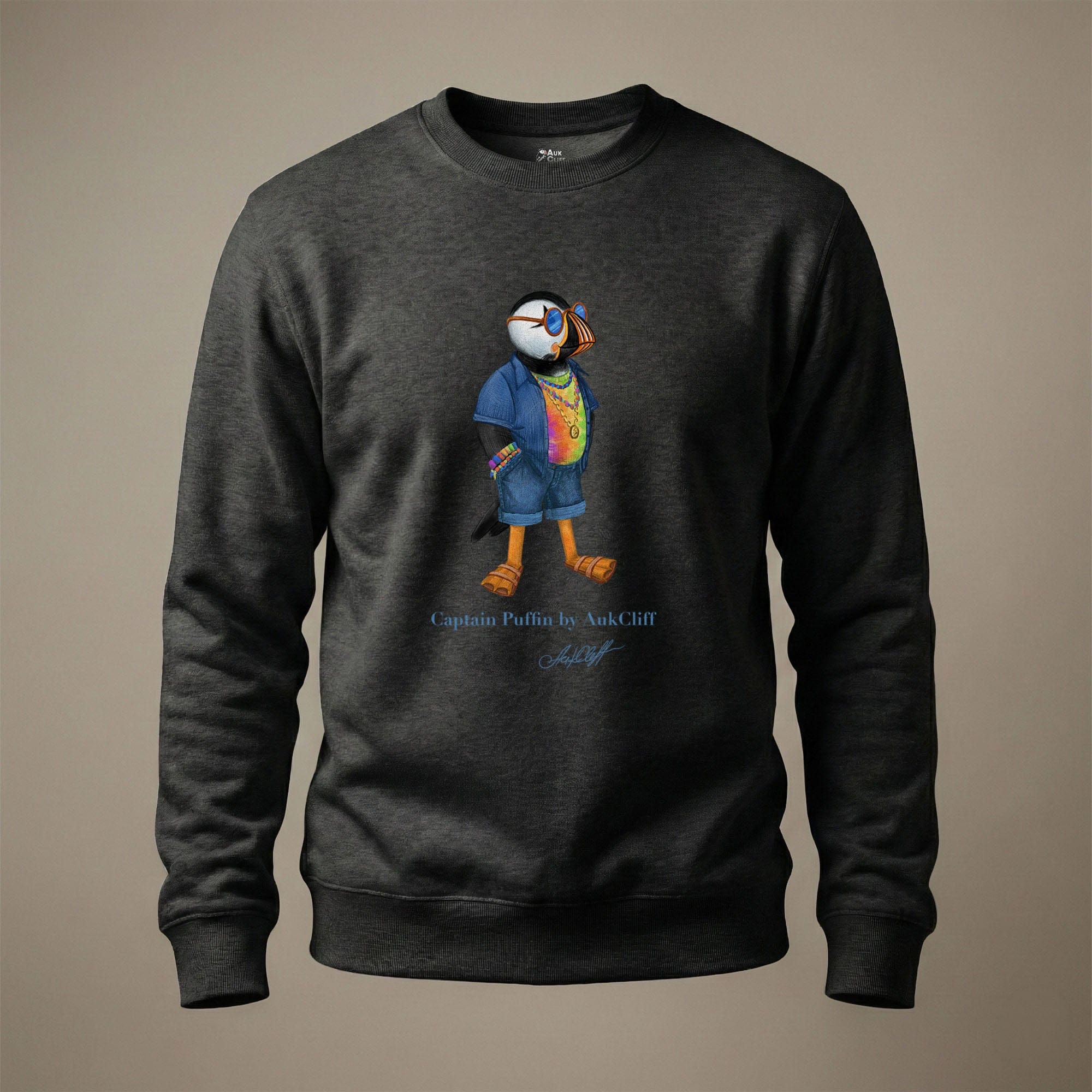 AukCliff Captain Puffin Sweatshirt Charcoal Heather / S Captain Puffin™ “The Festival Wanderer” Sweatshirt