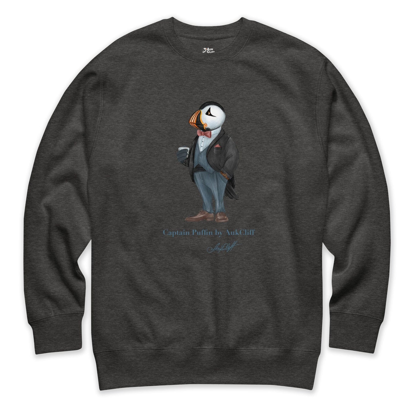 AukCliff Captain Puffin Sweatshirt Charcoal Heather / S Captain Puffin™ “The Gentleman Adventurer” Sweatshirt