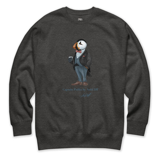AukCliff Captain Puffin Sweatshirt Charcoal Heather / S Captain Puffin™ “The Gentleman Adventurer” Sweatshirt