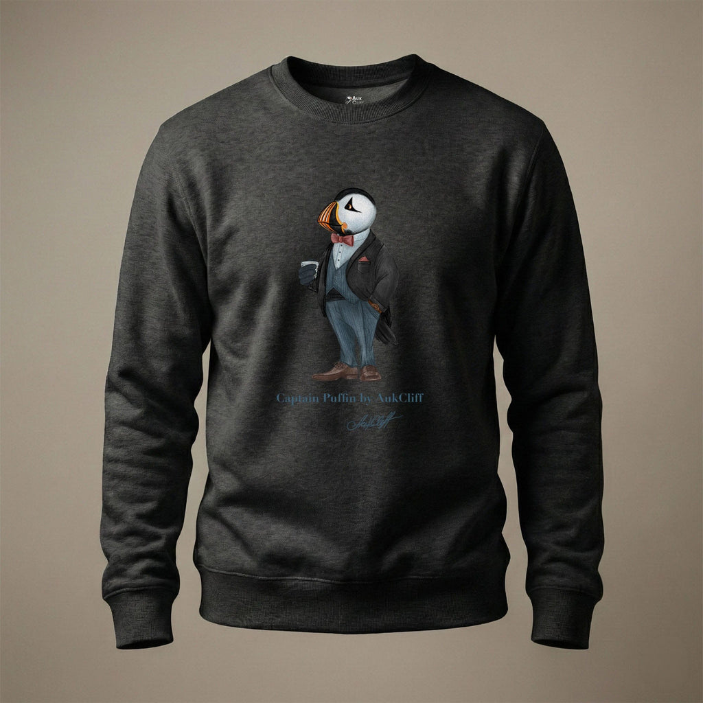 AukCliff Captain Puffin Sweatshirt Charcoal Heather / S Captain Puffin™ “The Gentleman Adventurer” Sweatshirt