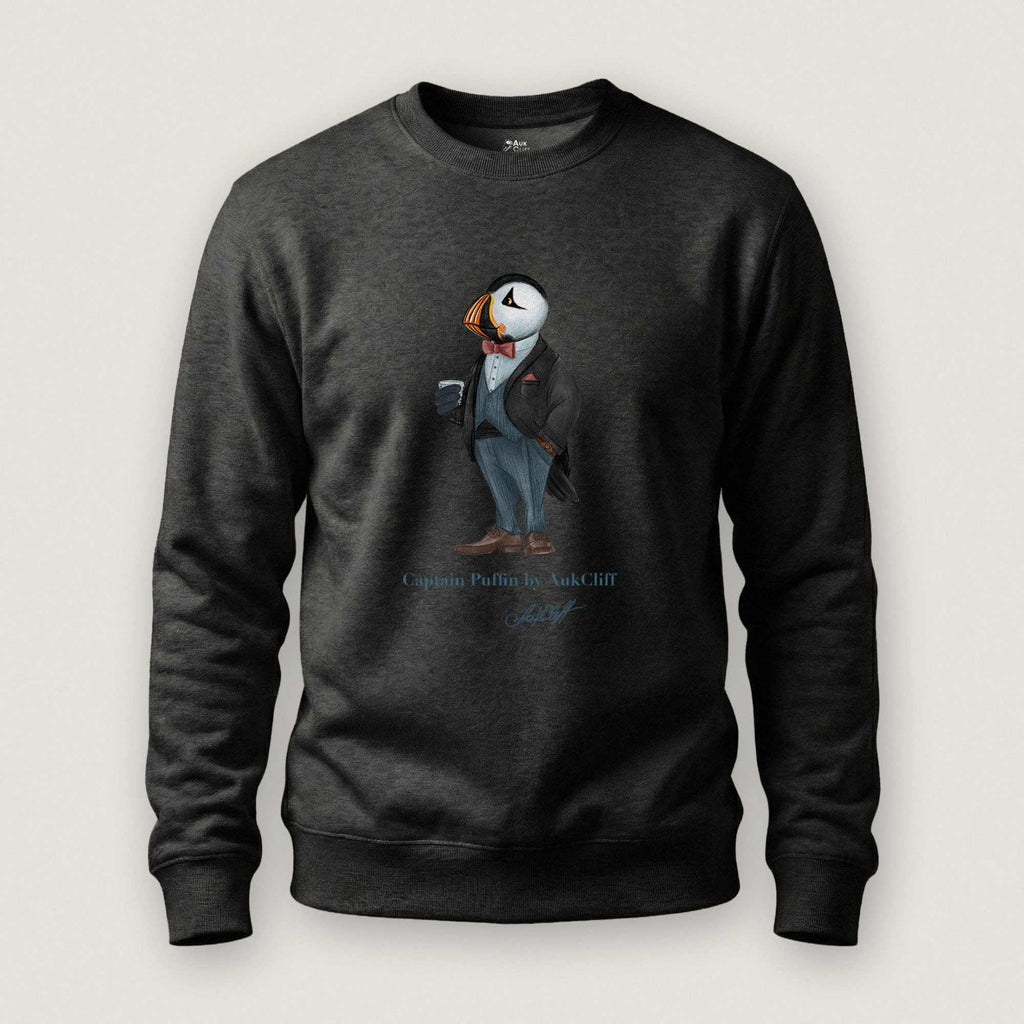 AukCliff Captain Puffin Sweatshirt Charcoal Heather / S Captain Puffin™ “The Gentleman Adventurer” Sweatshirt