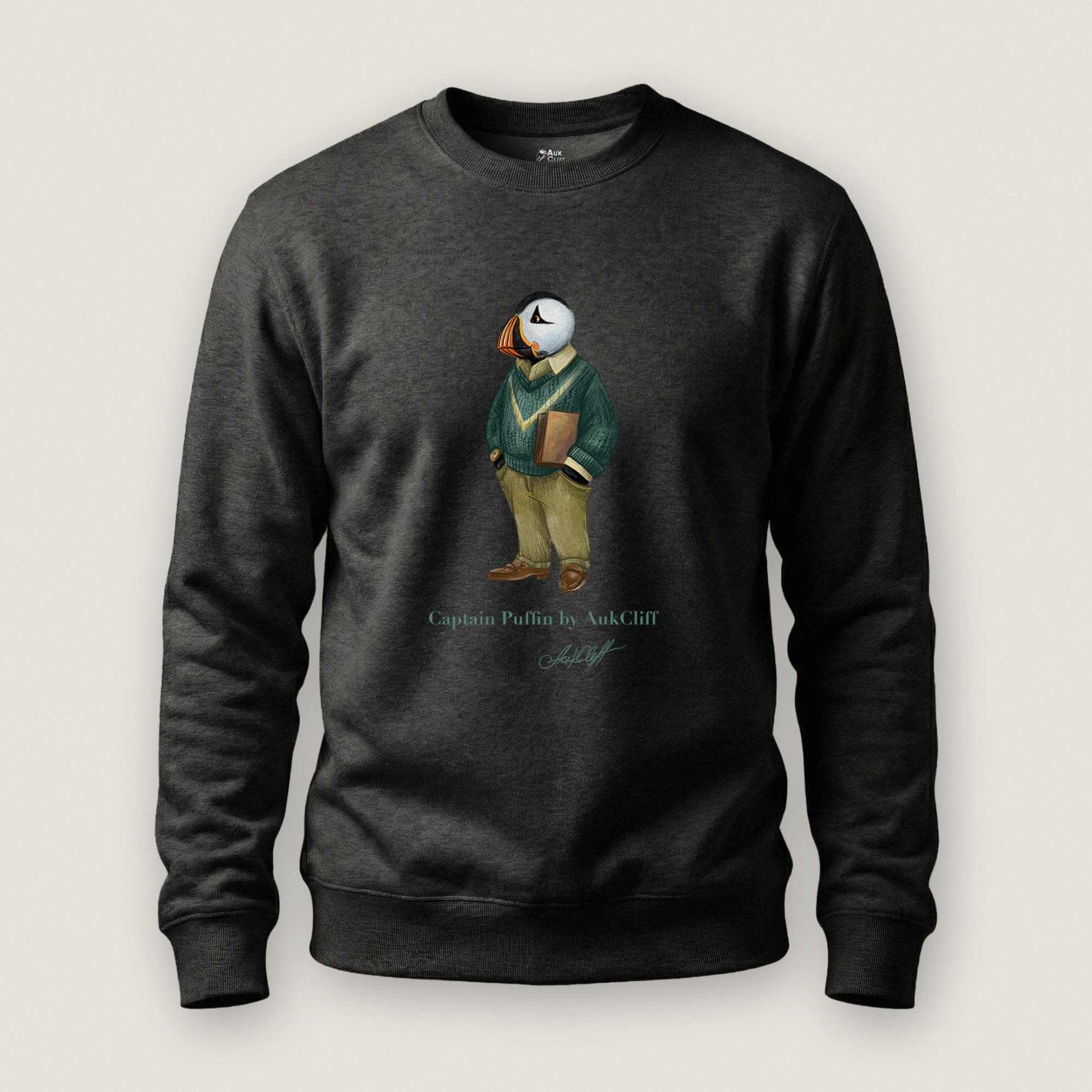 AukCliff Captain Puffin Sweatshirt Charcoal Heather / S Captain Puffin™ “The Ivy League” Sweatshirt