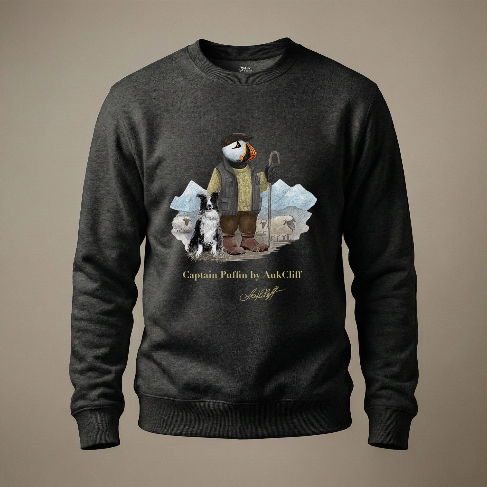 AukCliff Captain Puffin Sweatshirt Charcoal Heather / S Captain Puffin™ “The Merino Farmer” Sweatshirt