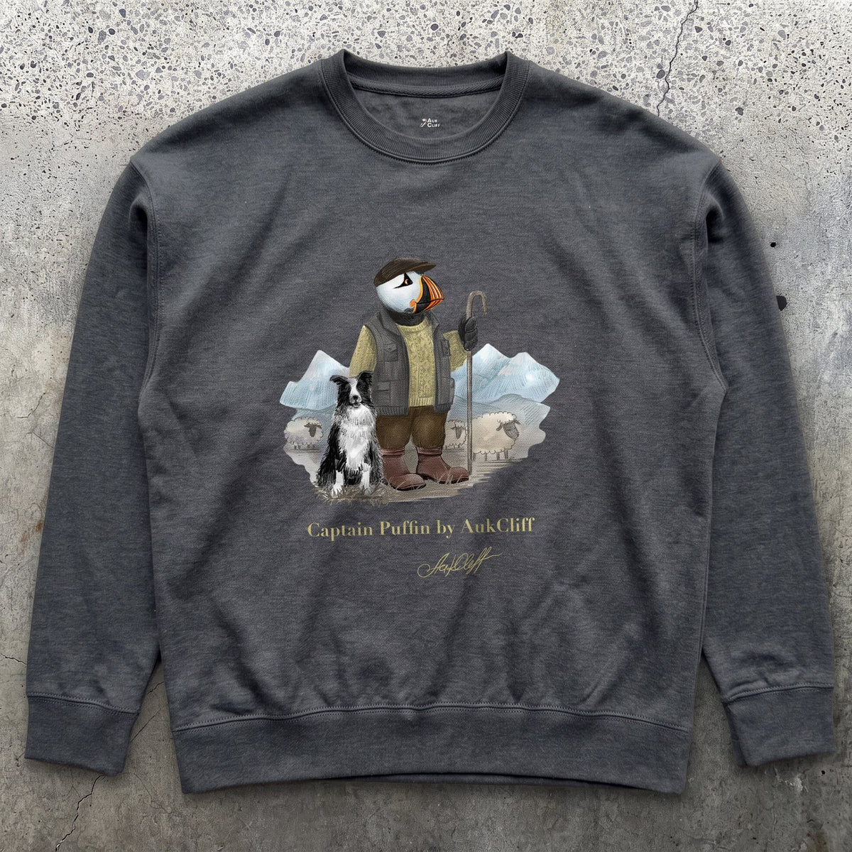 AukCliff Captain Puffin Sweatshirt Charcoal Heather / S Captain Puffin™ “The Merino Farmer” Sweatshirt