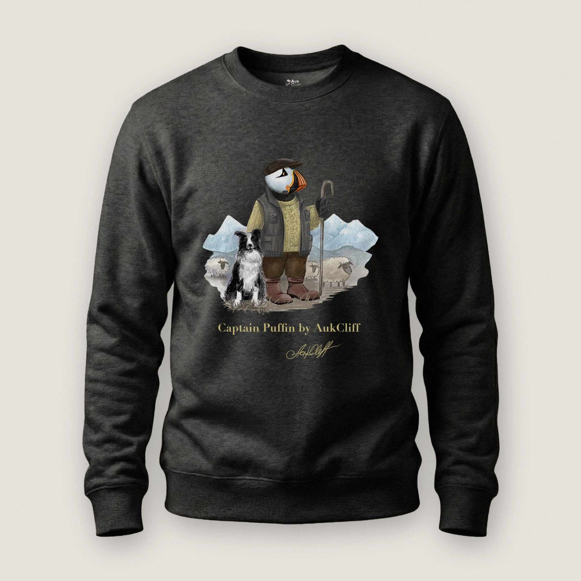 AukCliff Captain Puffin Sweatshirt Charcoal Heather / S Captain Puffin™ “The Merino Farmer” Sweatshirt
