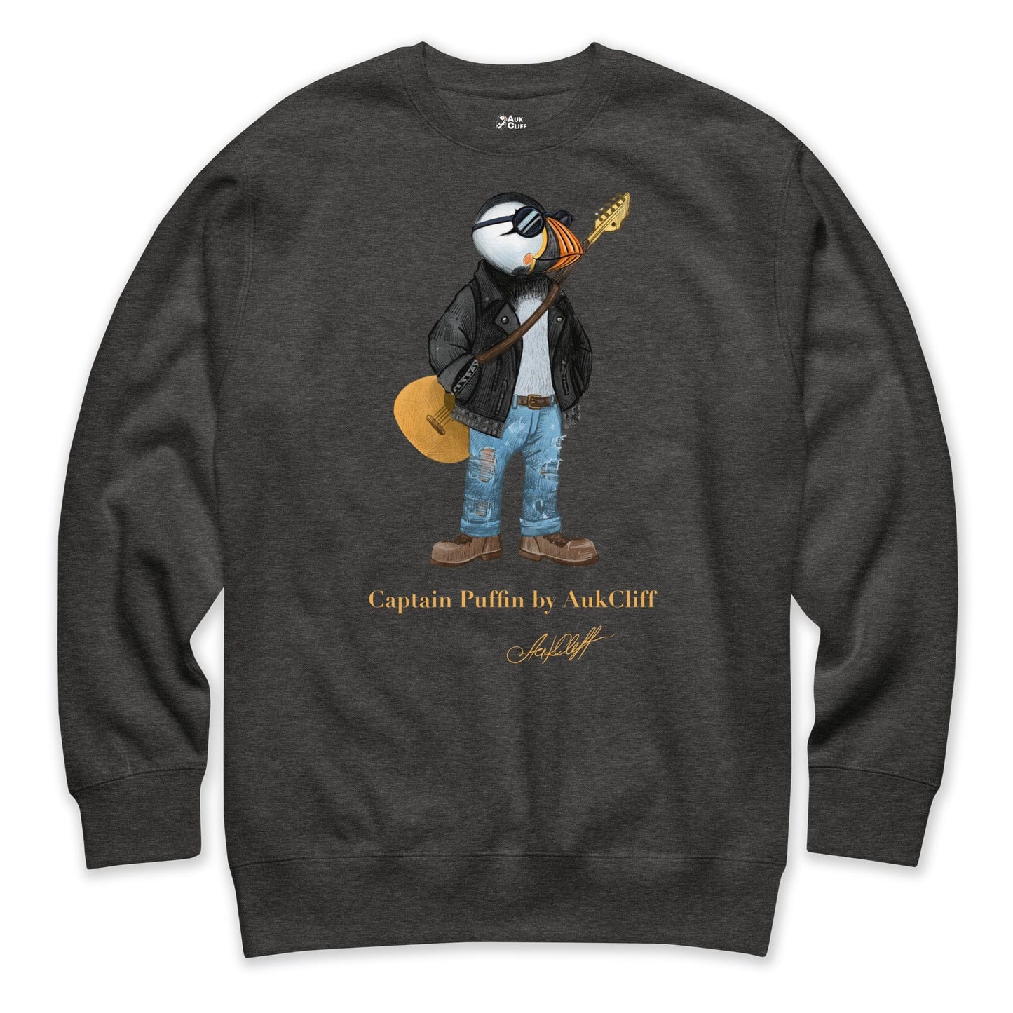 AukCliff Captain Puffin Sweatshirt Charcoal Heather / S Captain Puffin™ “The Rock Band Rebel” Sweatshirt