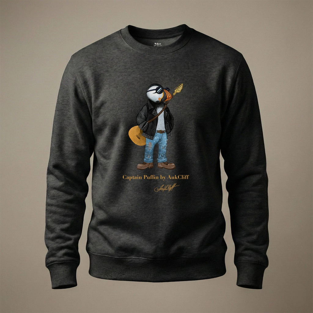 AukCliff Captain Puffin Sweatshirt Charcoal Heather / S Captain Puffin™ “The Rock Band Rebel” Sweatshirt