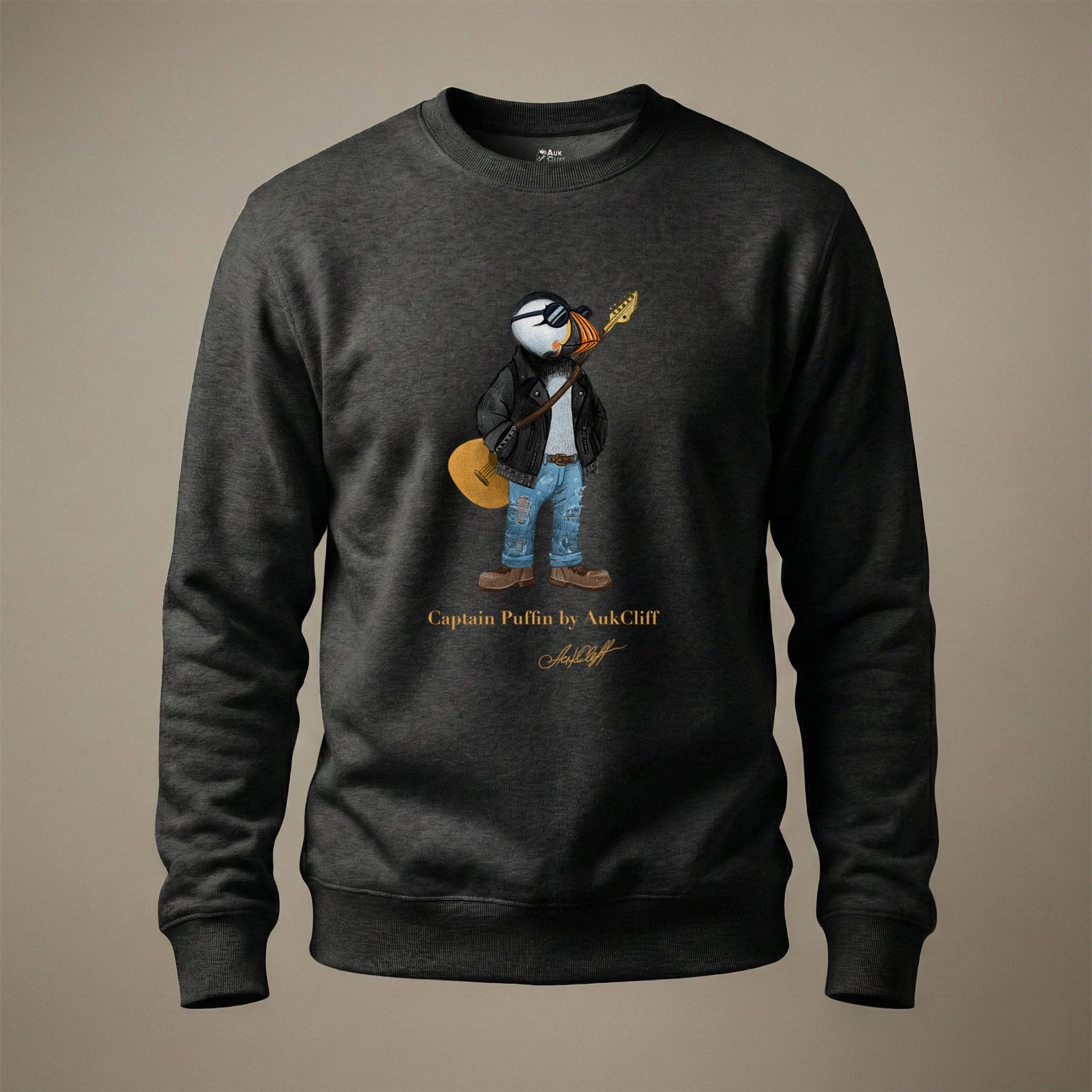 AukCliff Captain Puffin Sweatshirt Charcoal Heather / S Captain Puffin™ “The Rock Band Rebel” Sweatshirt