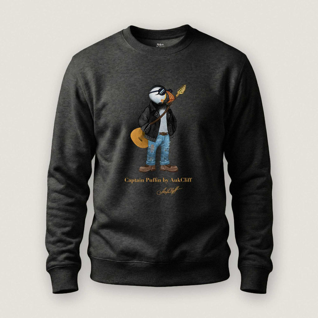AukCliff Captain Puffin Sweatshirt Charcoal Heather / S Captain Puffin™ “The Rock Band Rebel” Sweatshirt