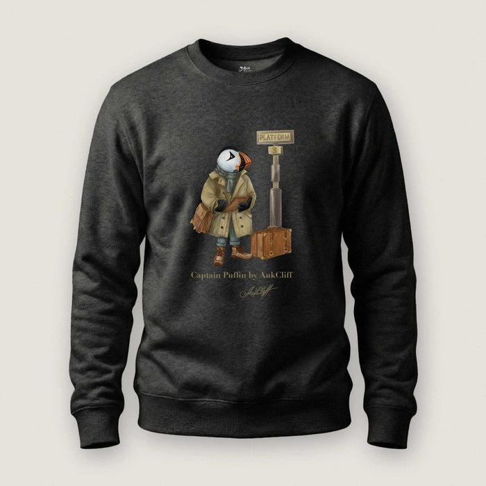 AukCliff Captain Puffin Sweatshirt Charcoal Heather / S Captain Puffin™ “The Storyteller” Sweatshirt
