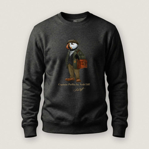 AukCliff Captain Puffin Sweatshirt Charcoal Heather / S Captain Puffin™ “The Vintage Explorer” Sweatshirt