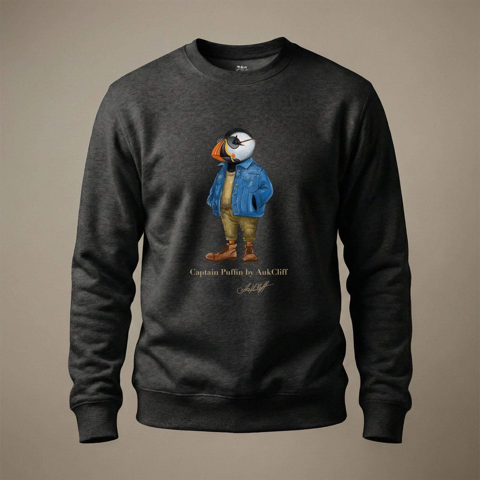 AukCliff Captain Puffin Sweatshirt Charcoal Heather / S Captain Puffin™ “The Wanderer” Sweatshirt