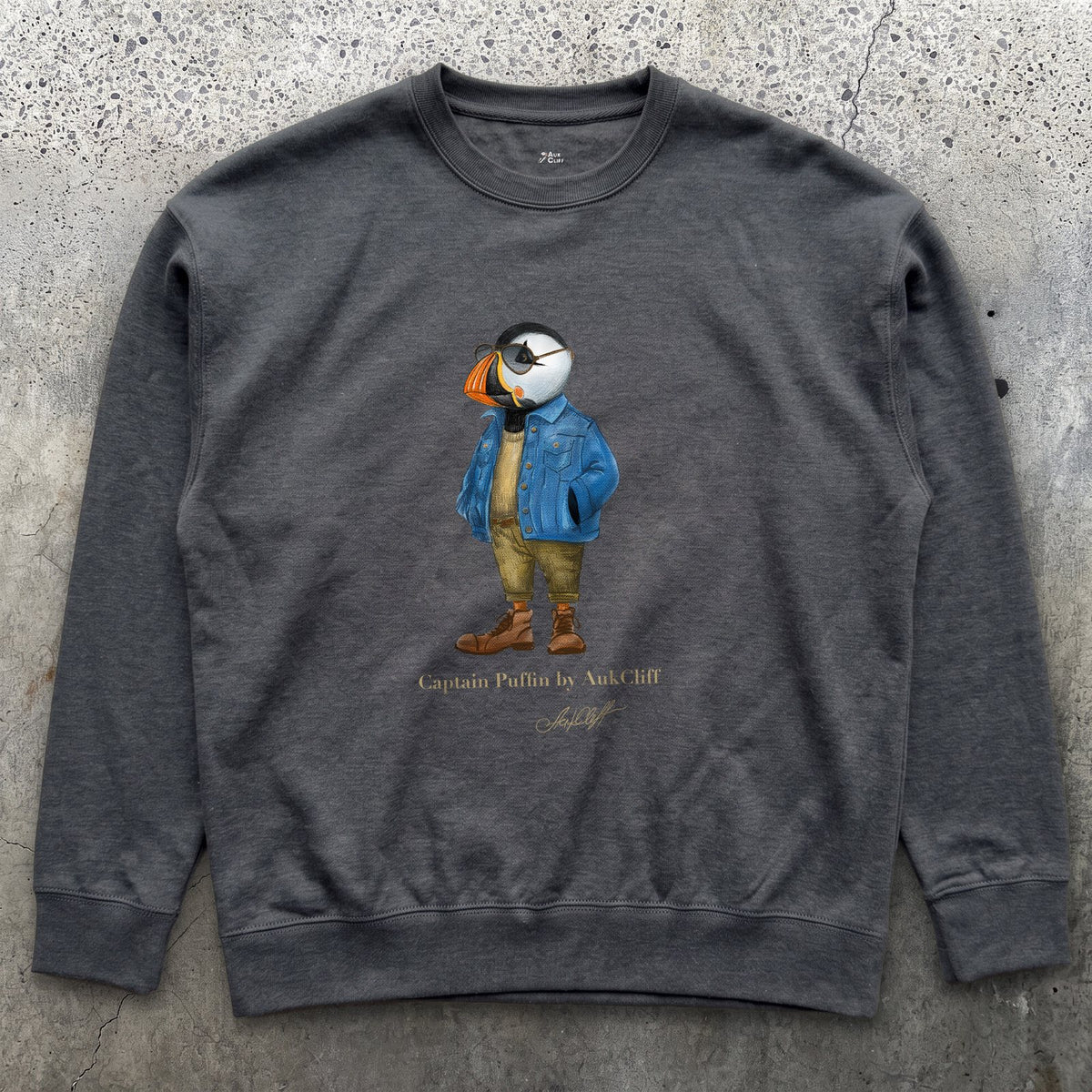 AukCliff Captain Puffin Sweatshirt Charcoal Heather / S Captain Puffin™ “The Wanderer” Sweatshirt