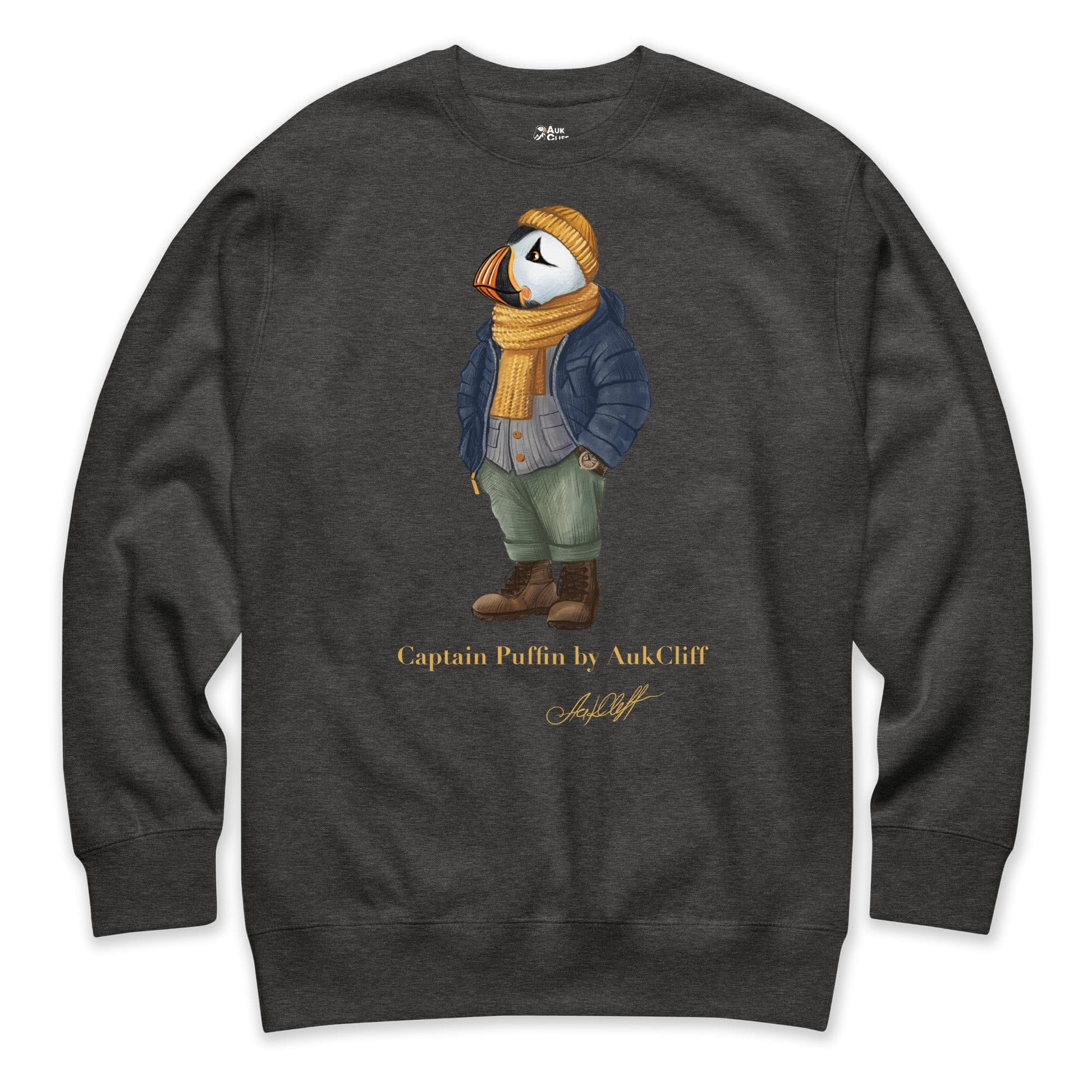 AukCliff Captain Puffin Sweatshirt Charcoal Heather / S Captain Puffin™ “The Winter Wanderer” Sweatshirt