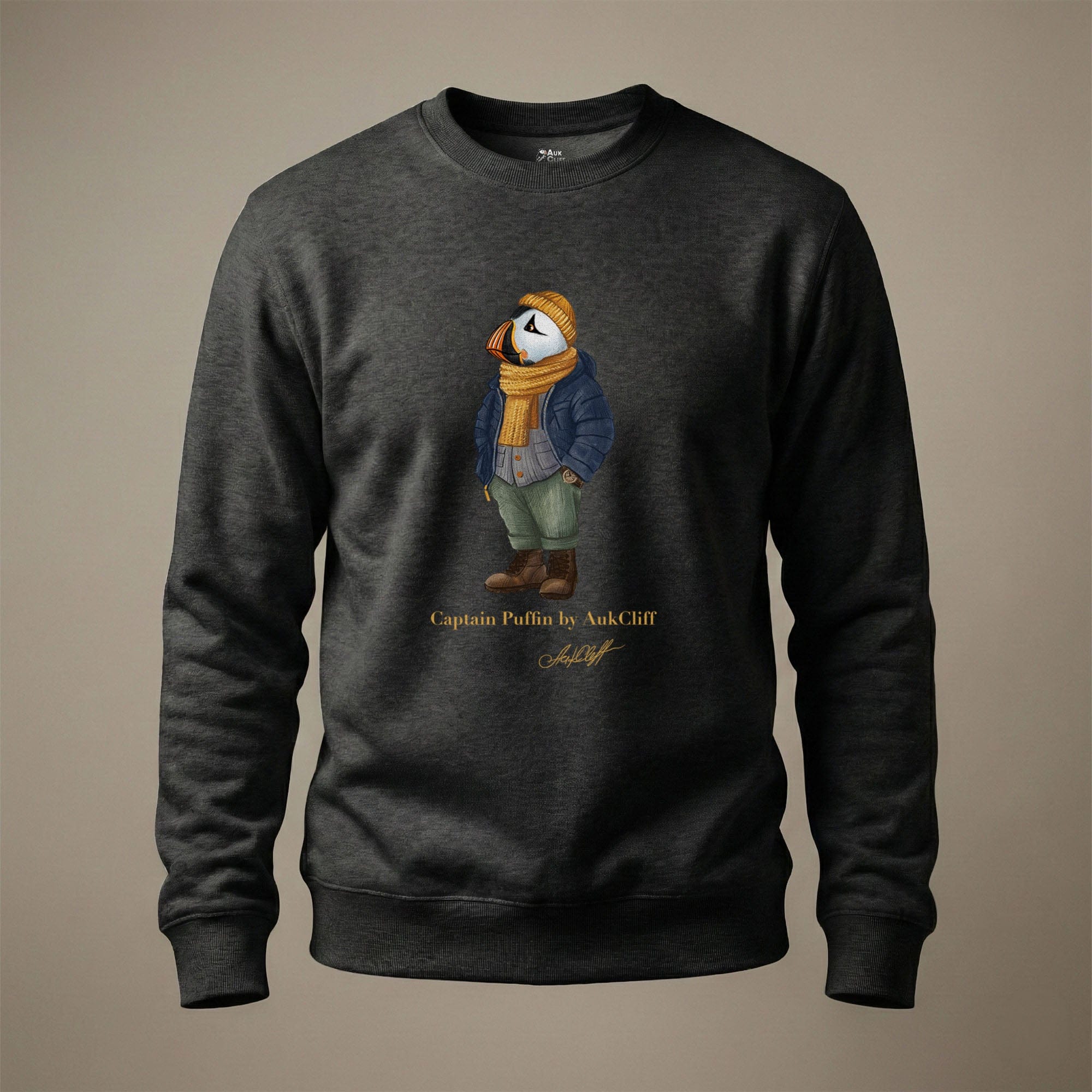 AukCliff Captain Puffin Sweatshirt Charcoal Heather / S Captain Puffin™ “The Winter Wanderer” Sweatshirt