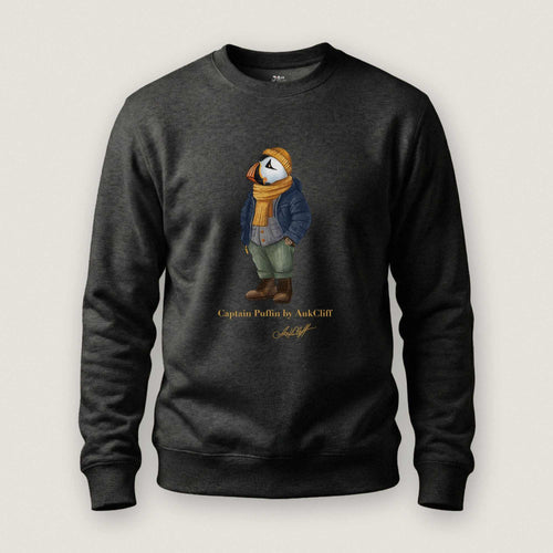AukCliff Captain Puffin Sweatshirt Charcoal Heather / S Captain Puffin™ “The Winter Wanderer” Sweatshirt