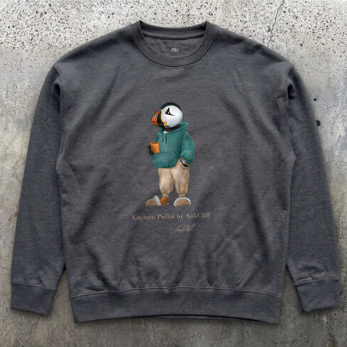 AukCliff® Captain Puffin Sweatshirt Charcoal Heather / S Captain Puffin™ “Trail Après” Sweatshirt