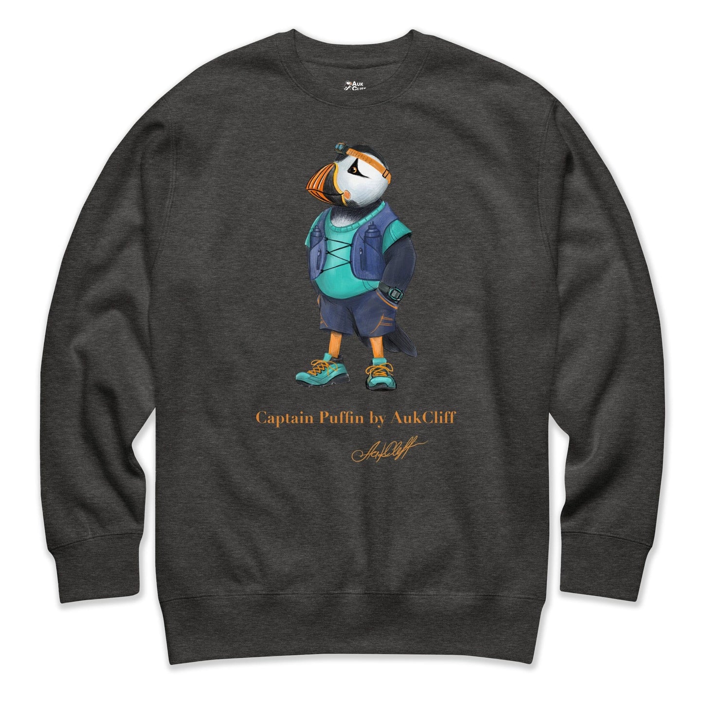 AukCliff Captain Puffin Sweatshirt Charcoal Heather / S Captain Puffin™ Trail Runner Sweatshirt