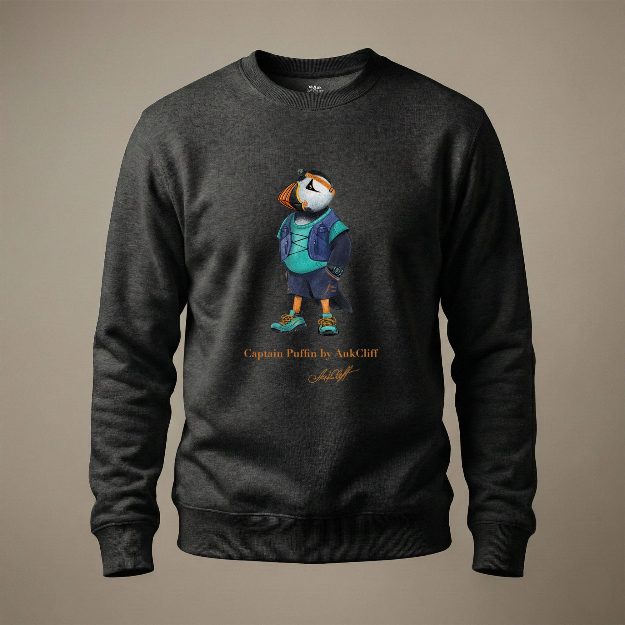 AukCliff Captain Puffin Sweatshirt Charcoal Heather / S Captain Puffin™ Trail Runner Sweatshirt