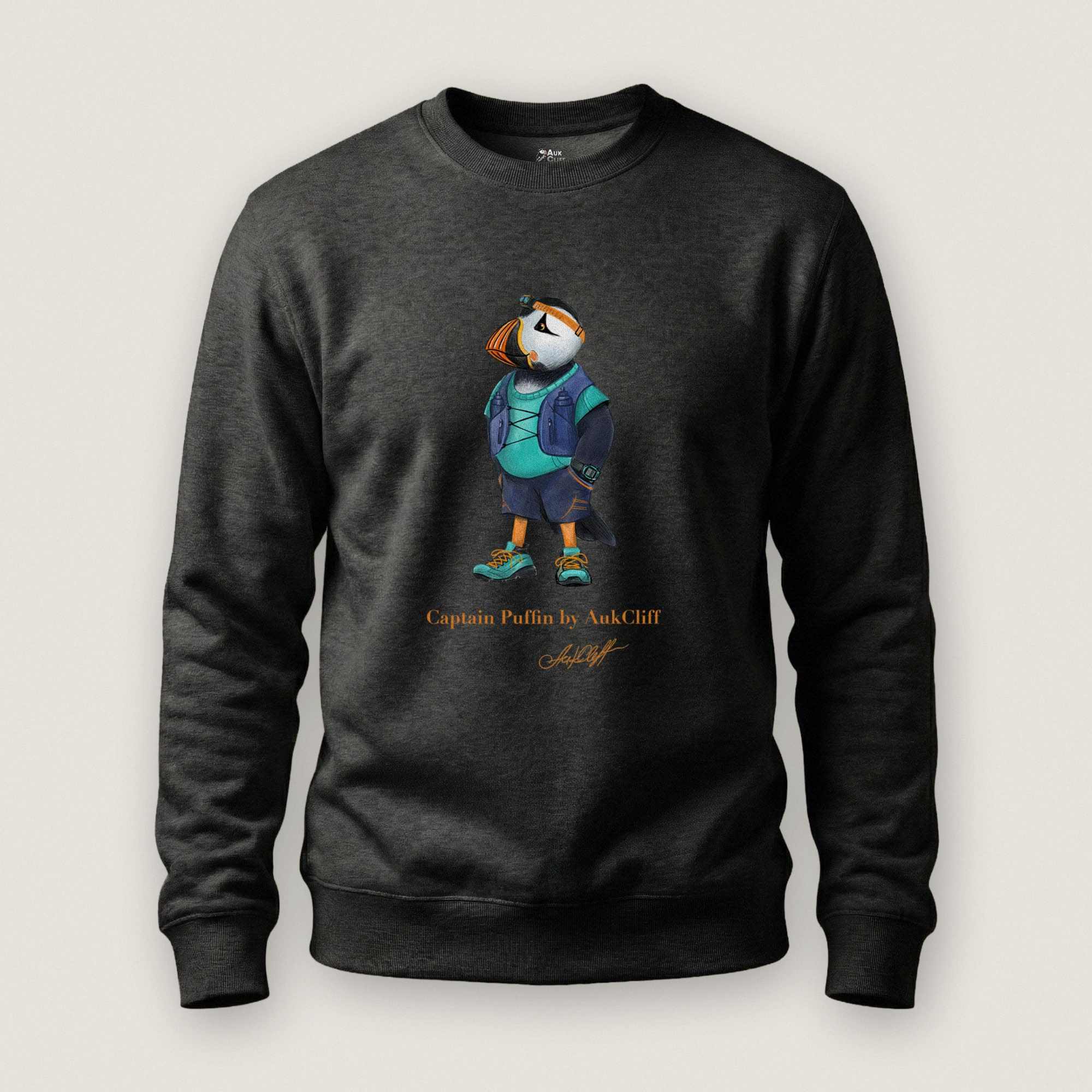 AukCliff Captain Puffin Sweatshirt Charcoal Heather / S Captain Puffin™ Trail Runner Sweatshirt