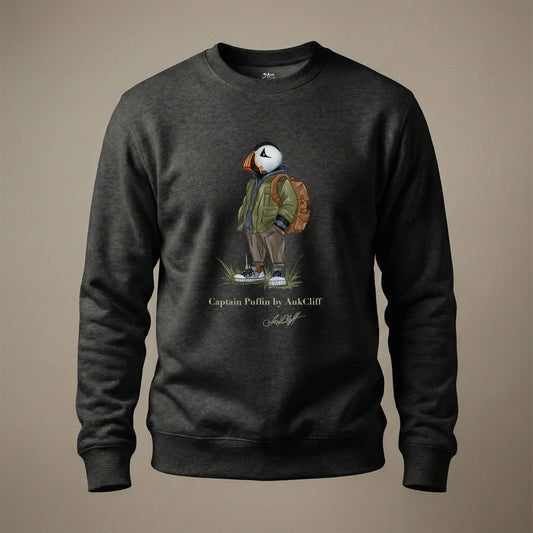 AukCliff® Captain Puffin Sweatshirt Charcoal Heather / S Captain Puffin™ “Urban Hiker” Sweatshirt