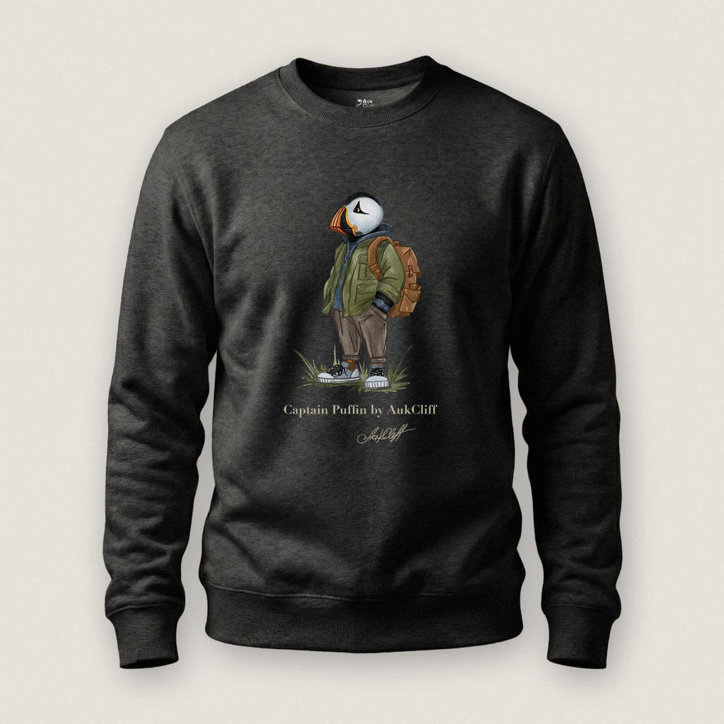 AukCliff® Captain Puffin Sweatshirt Charcoal Heather / S Captain Puffin™ “Urban Hiker” Sweatshirt