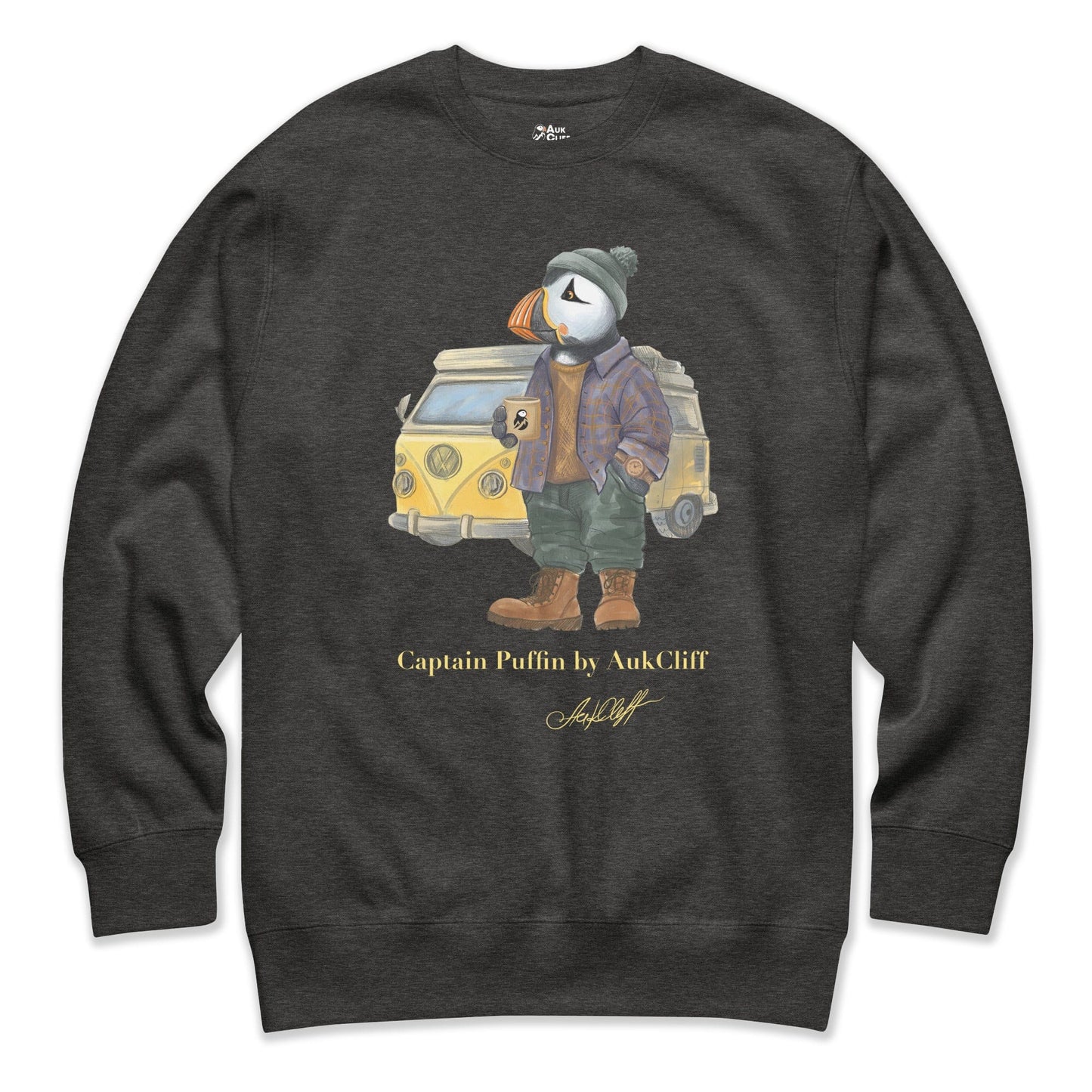 AukCliff Captain Puffin Sweatshirt Charcoal Heather / S Captain Puffin™ Van Life Sweatshirt