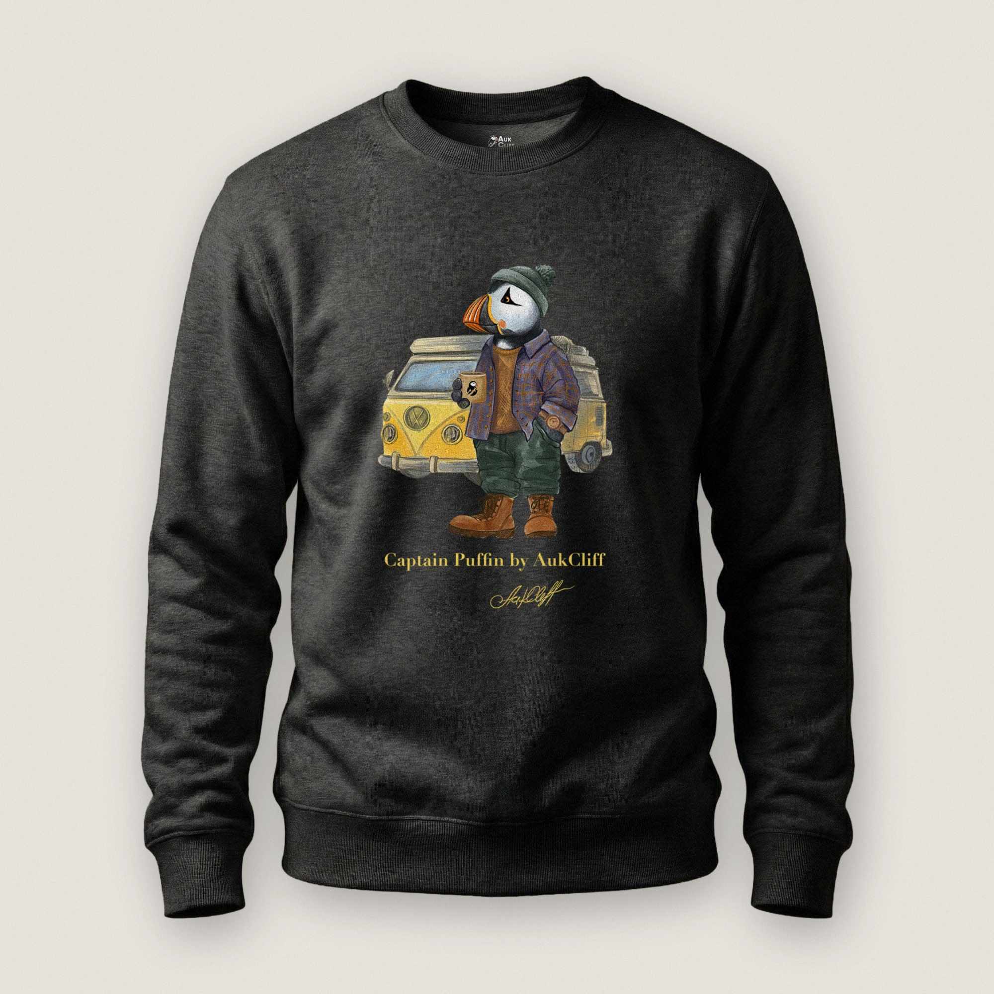 AukCliff Captain Puffin Sweatshirt Charcoal Heather / S Captain Puffin™ Van Life Sweatshirt