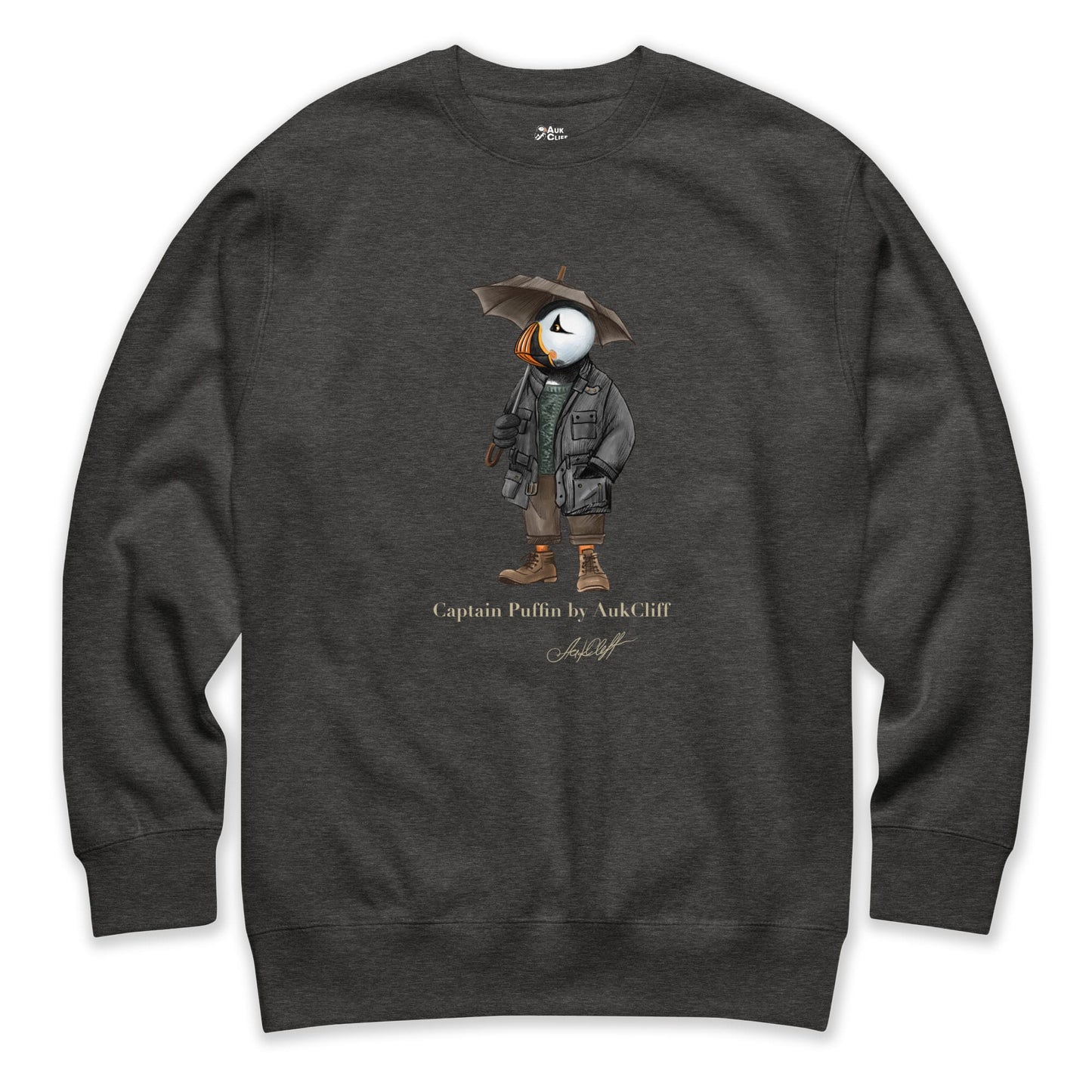 AukCliff® Captain Puffin Sweatshirt Charcoal Heather / S Captain Puffin™ “Waxed Trail Rover” Sweatshirt