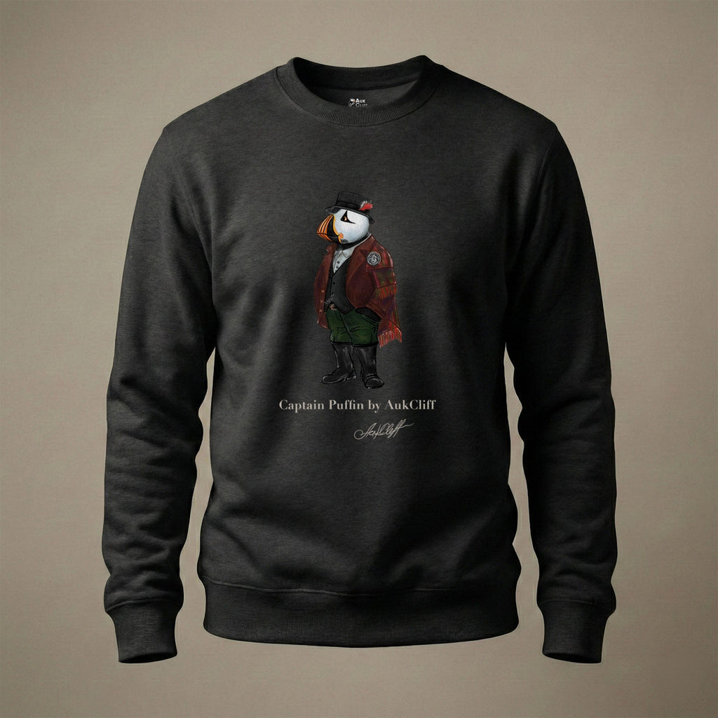 AukCliff® Captain Puffin Sweatshirt Charcoal Heather / S Captain Puffin™ Welsh Heritage Sweatshirt
