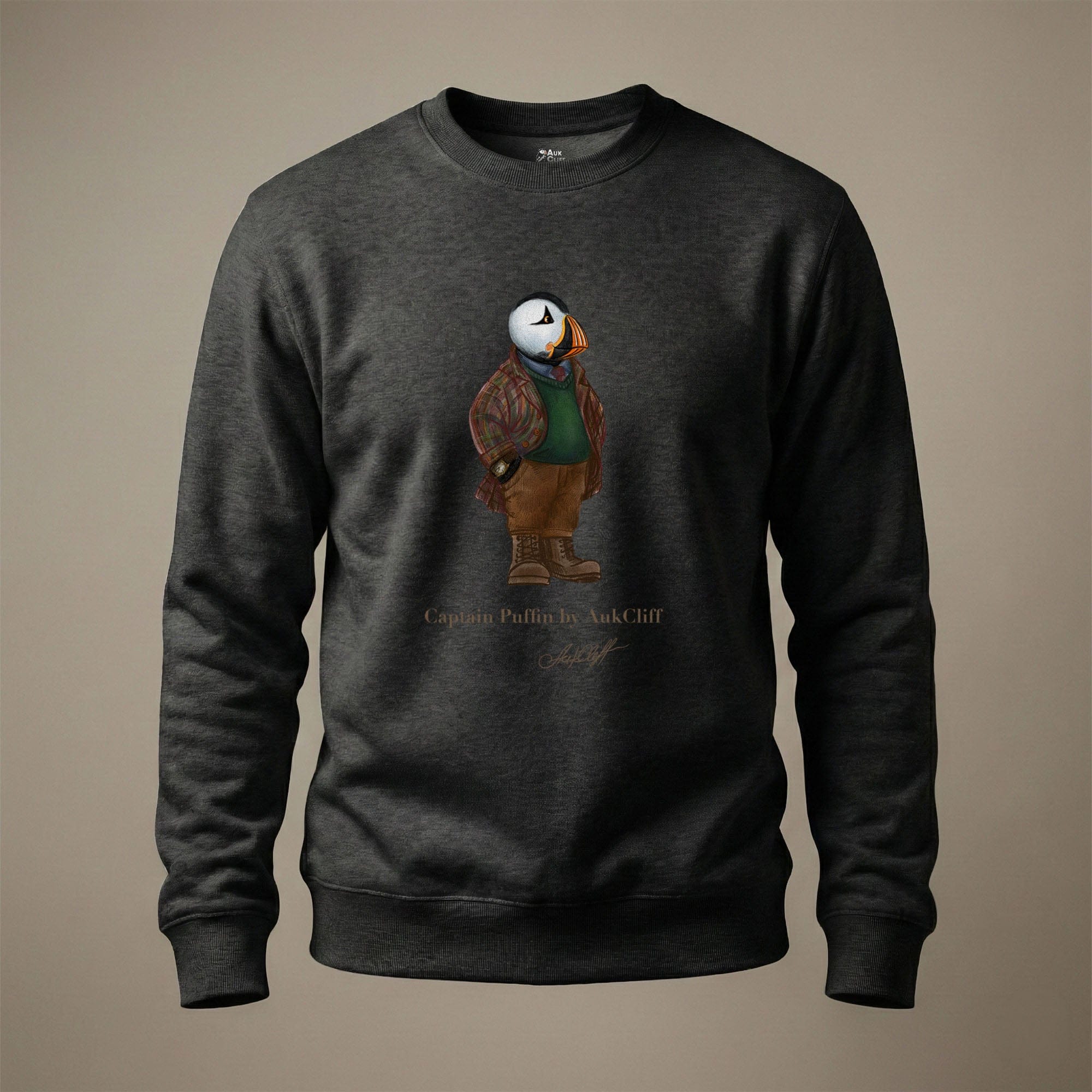 AukCliff® Captain Puffin Sweatshirt Charcoal Heather / S Captain Puffin™ “Wilderness Gentleman” Comfort Colors T-Shirt