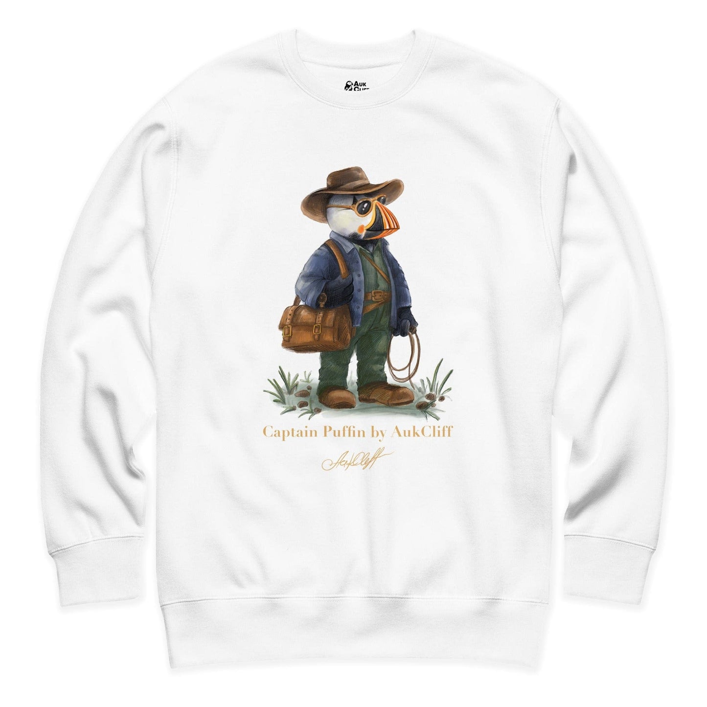 AukCliff Captain Puffin Sweatshirt White / S Captain Puffin™ Adventure Archaeologist Sweatshirt